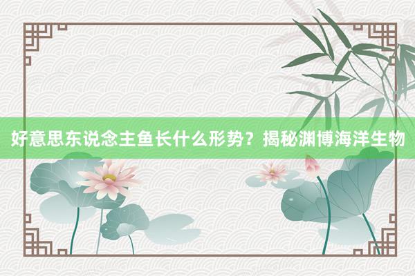 好意思东说念主鱼长什么形势？揭秘渊博海洋生物